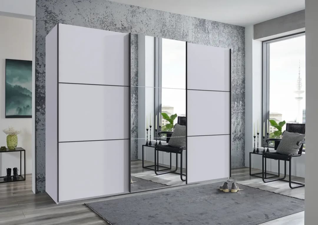 Schwebetürenschrank Indiana | Weiß