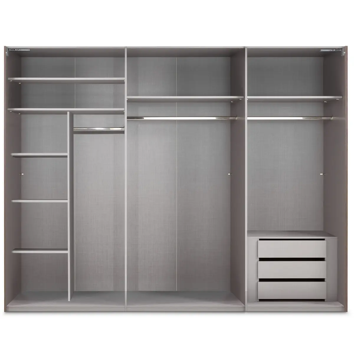Schwebetürenschrank Indiana 300cm Grau/Beige/Saharagrau ohne