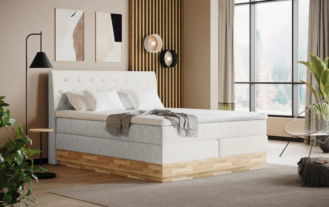 Boxspringbett Nabari 180 x 200cm Chenille Beige/Creme H3