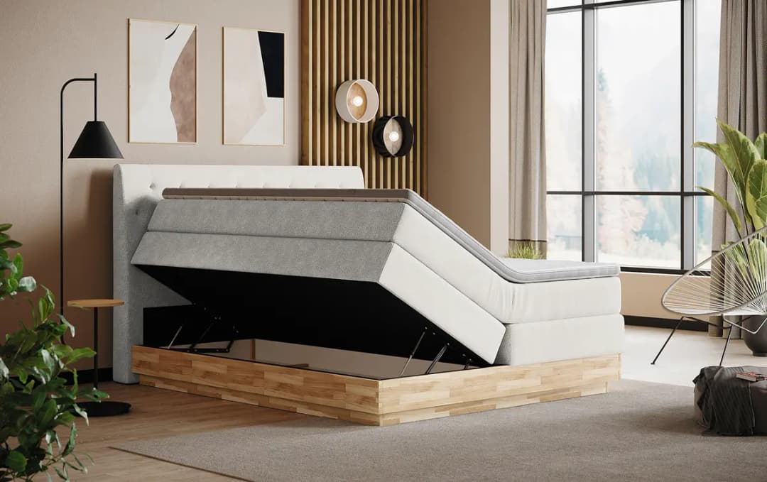 Boxspringbett Nabari 180 x 200cm Chenille Beige/Creme H3