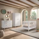 Babyzimmer 3-teilig - Kommode 70 x 140cm Weiß/Weiß | Weiß
