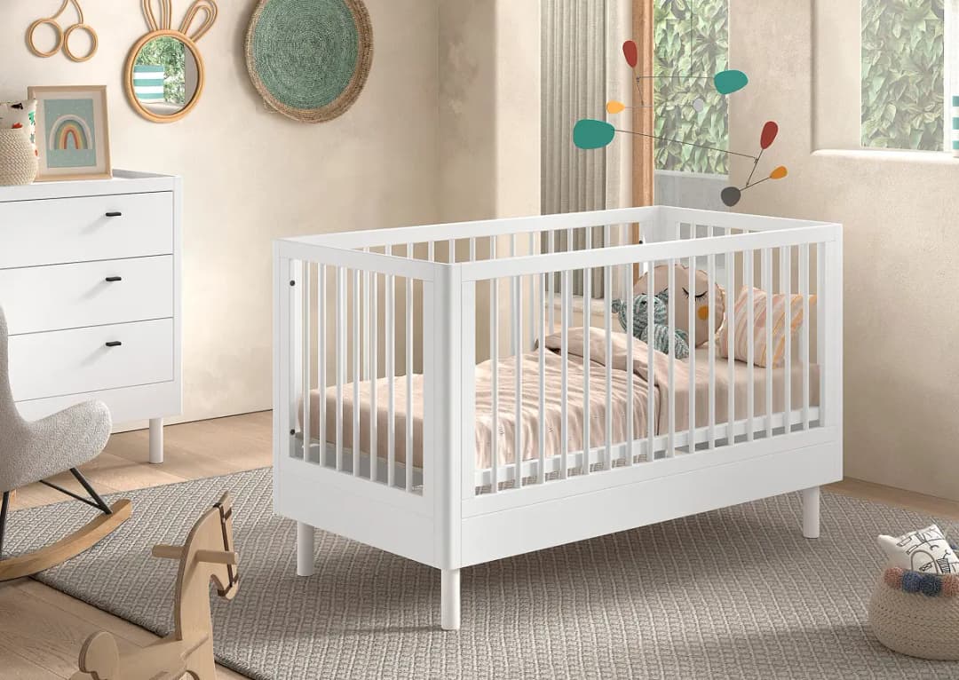 Babyzimmer 3-teilig - Kommode 70 x 140cm Weiß/Weiß | Weiß