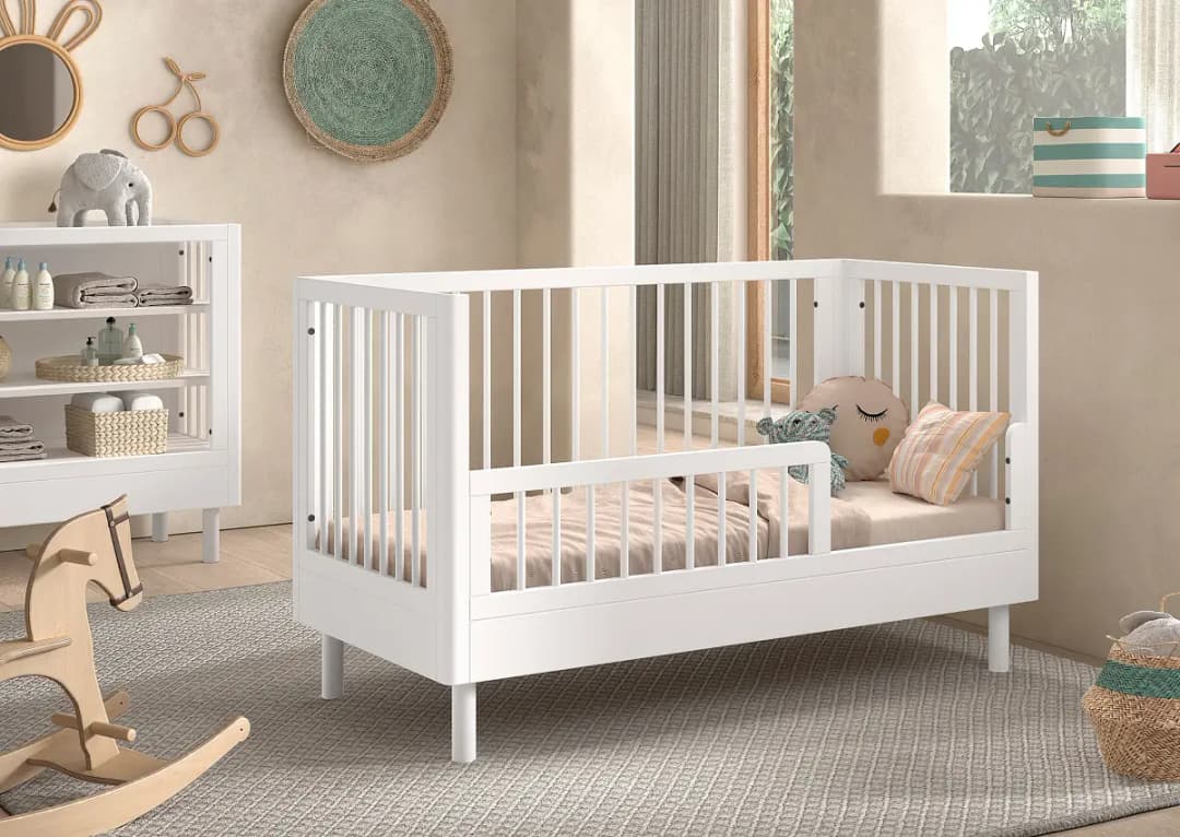 Babyzimmer 3-teilig - Kommode 70 x 140cm Weiß/Weiß | Weiß