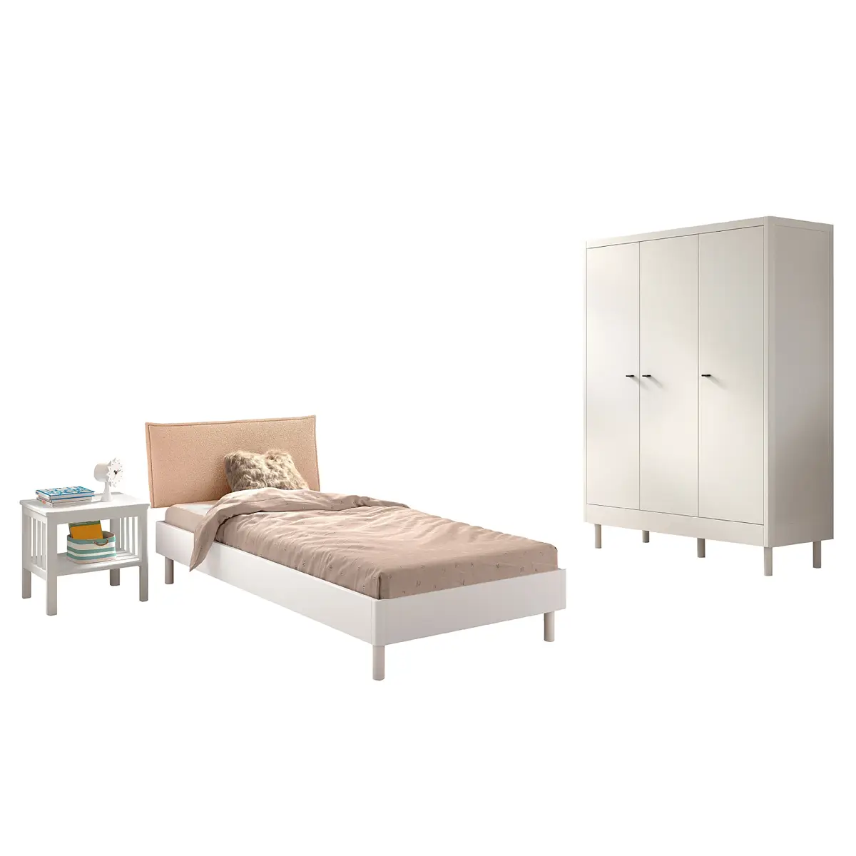 Jugendzimmer 3-tlg Polster Typ A 90 x 200cm Weiß/Weiß | Weiß