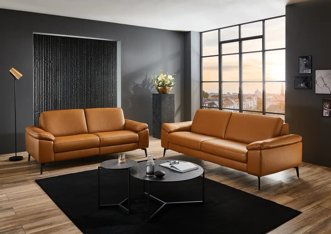 home24 3-Sitzer Sofa SC Pure Braun Echtleder Teresa | Braun