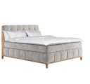 Boxspringbett 160 x 200cm Flachgewebe Oria Grau H2 | Grau