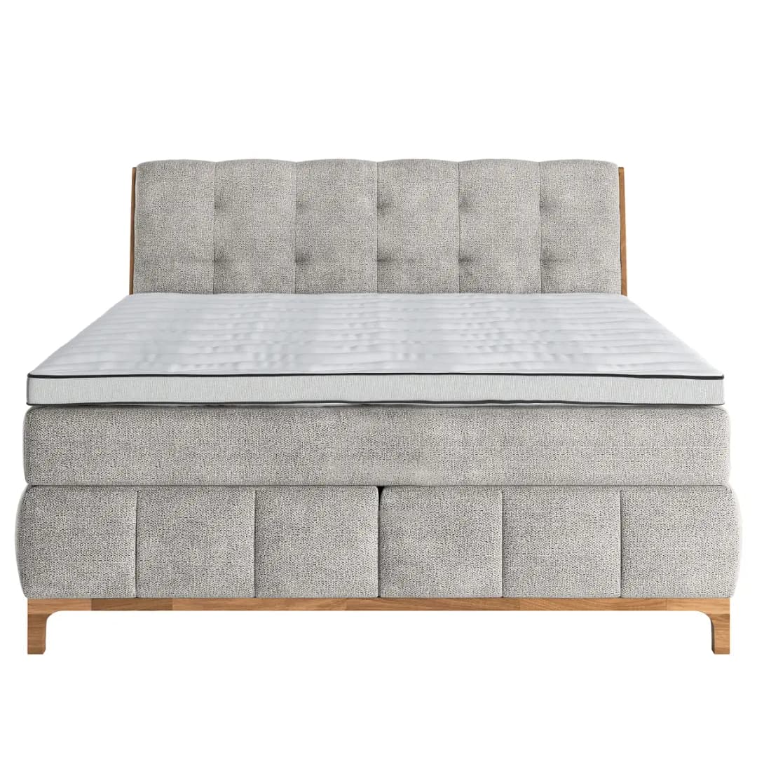 Boxspringbett 160 x 200cm Flachgewebe Oria Grau H2 | Grau