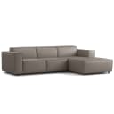 Ecksofa mit Longchair Grau Webstoff Liane | Braun