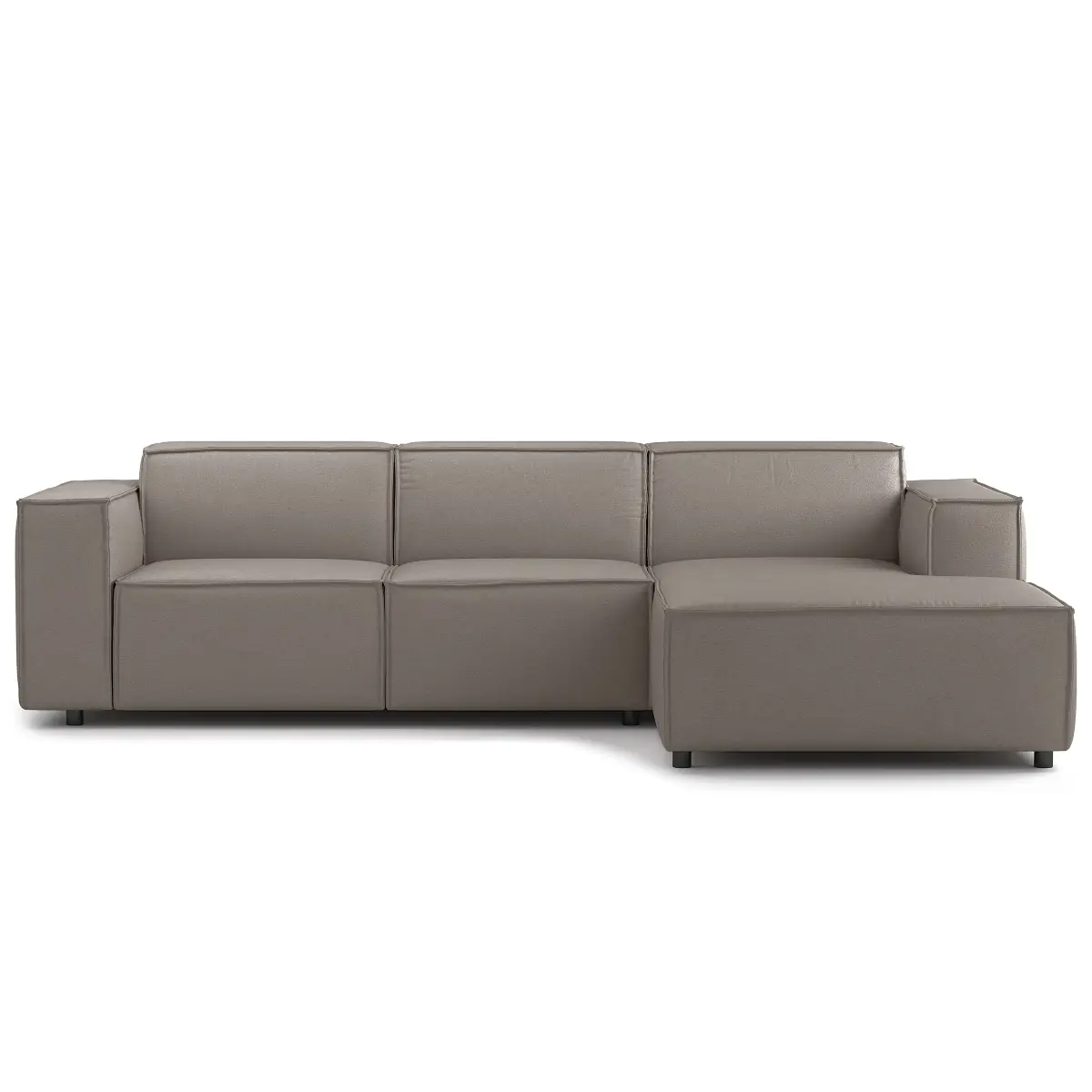 Ecksofa mit Longchair Grau Webstoff Liane | Braun