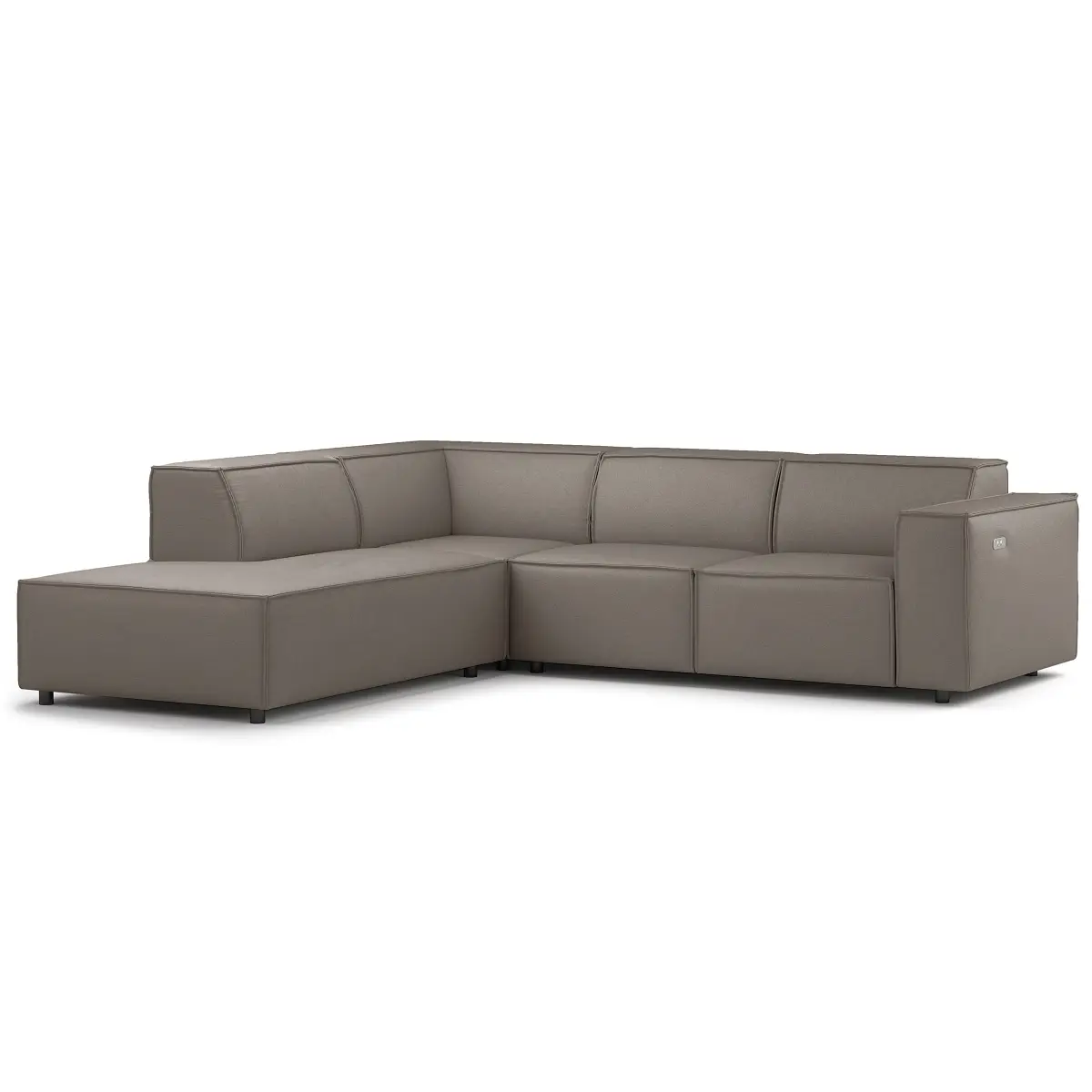 Ecksofa mit Ottomane Grau Webstoff Liane | Braun