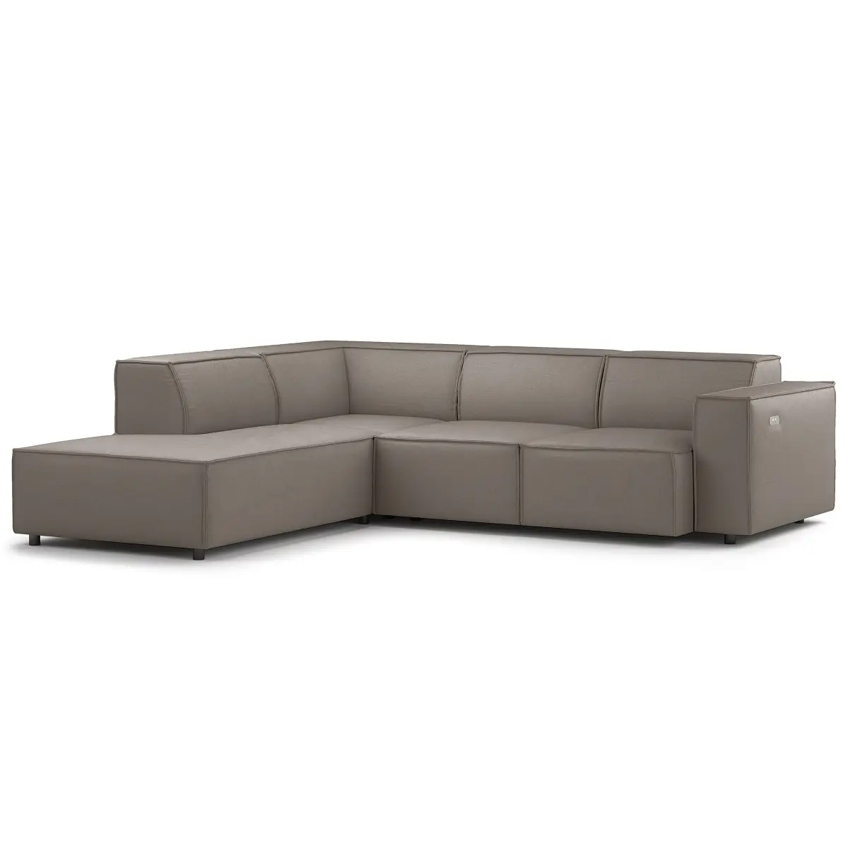 Ecksofa mit Ottomane Grau Webstoff Liane | Braun