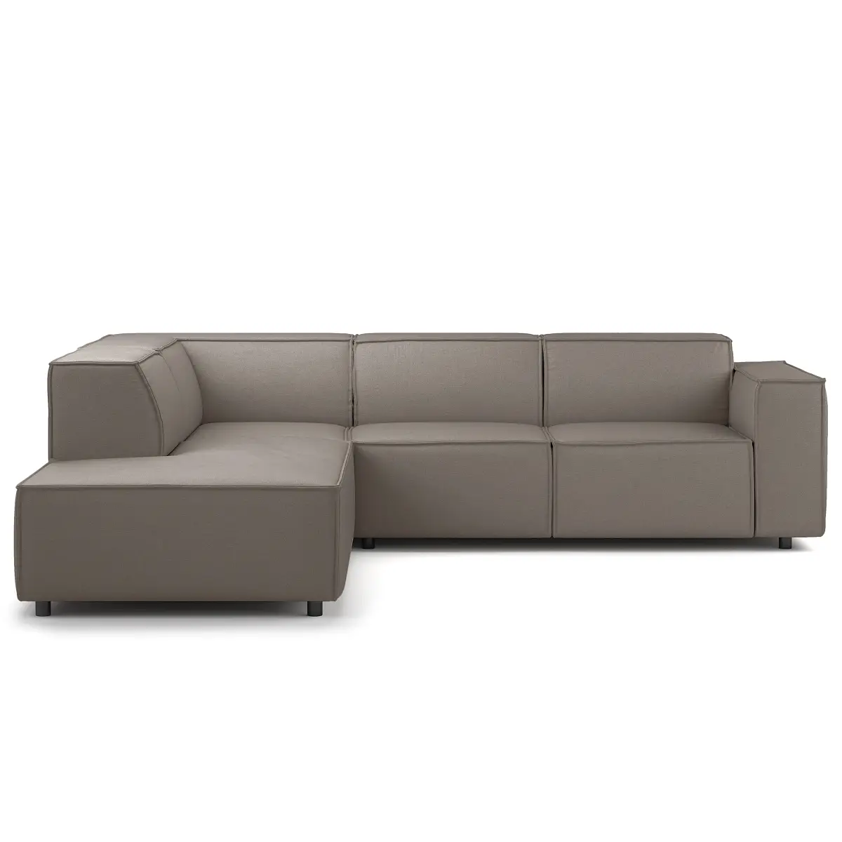 Ecksofa mit Ottomane Grau Webstoff Liane | Braun