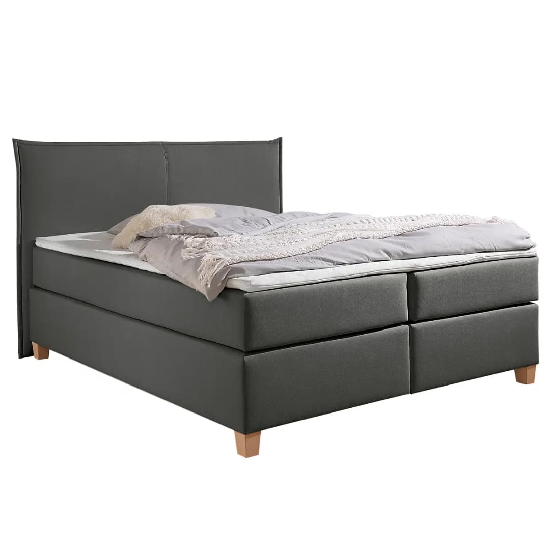 Norrwood Boxspringbett Flyndra 180 x 200cm Flachgewebe Jacira Grau H3