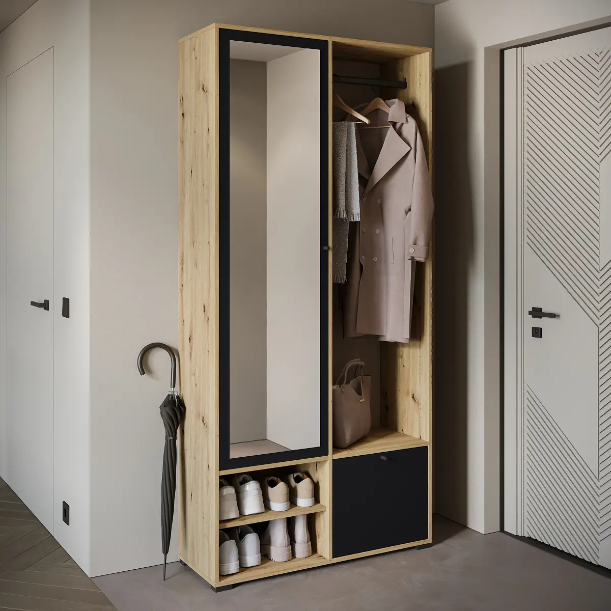 Kompaktgarderobe Tortal | Holztöne