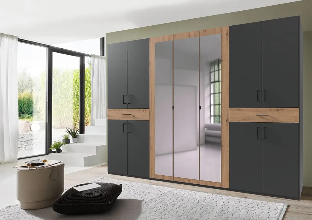 Wimex Drehtürenschrank mit Spiegel 313cm | Grau