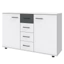 Kommode Tibet 130cm Weiß/Graphit | Weiß