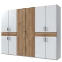 Drehtürenschrank 270cm Weiß/Weiß/Eiche Dekor | Mehrfarbig