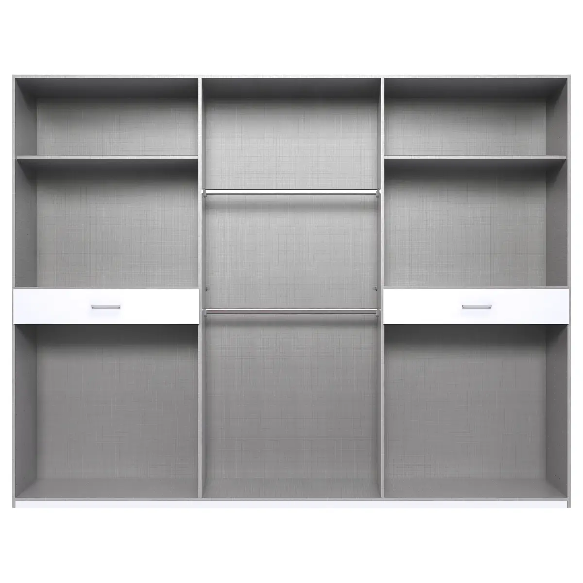 Drehtürenschrank 270cm Weiß/Weiß/Eiche Dekor | Mehrfarbig