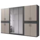 Drehtürenschrank mit Spiegel 313cm Beige/Saharagrau/Graphit