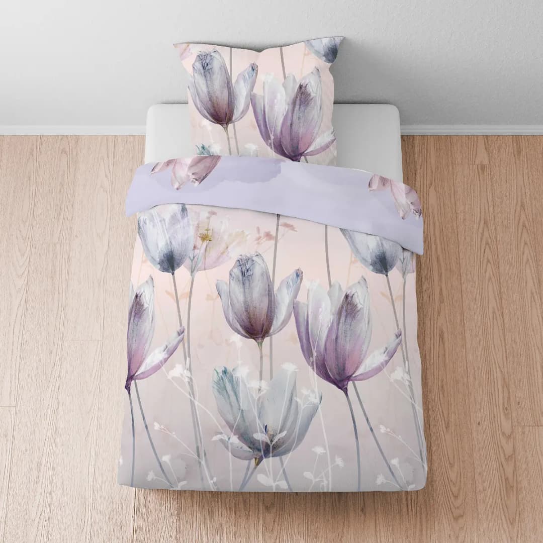 Baumwoll-Satin-Bettwäsche Tulpe | Lila