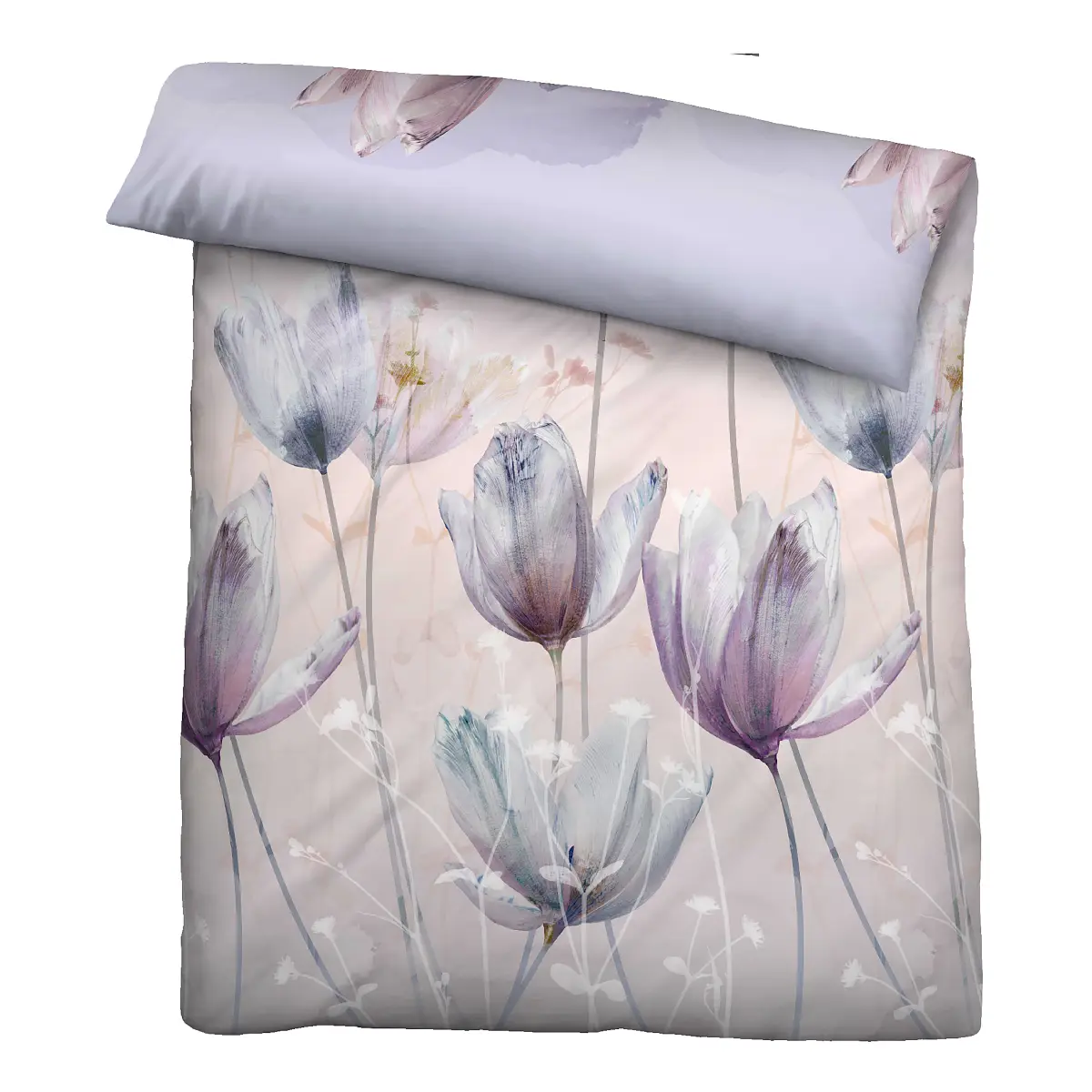 Baumwoll-Satin-Bettwäsche Tulpe | Lila