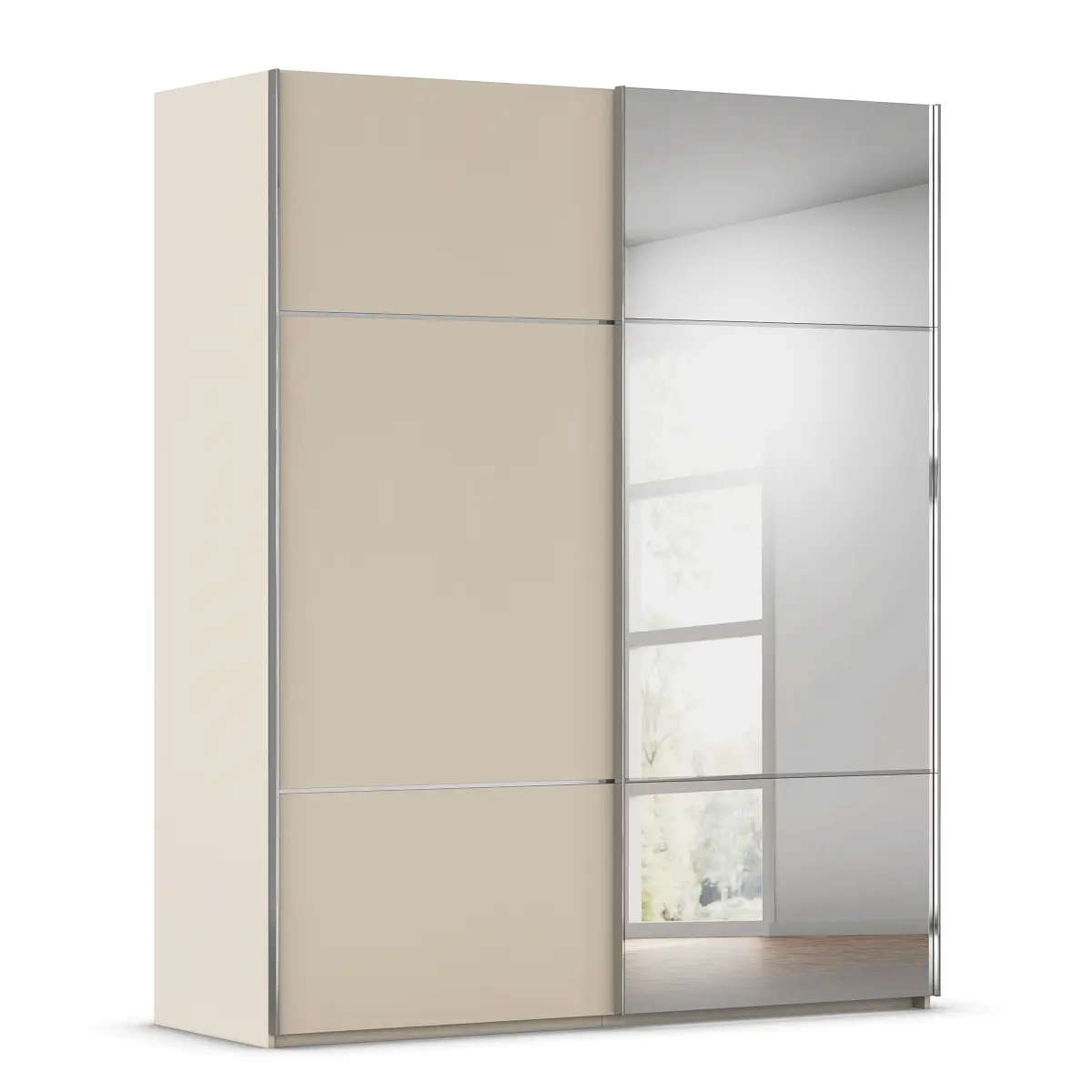 Schwebetürenschrank Covalo 181cm Beige/Champagner Chrom mit