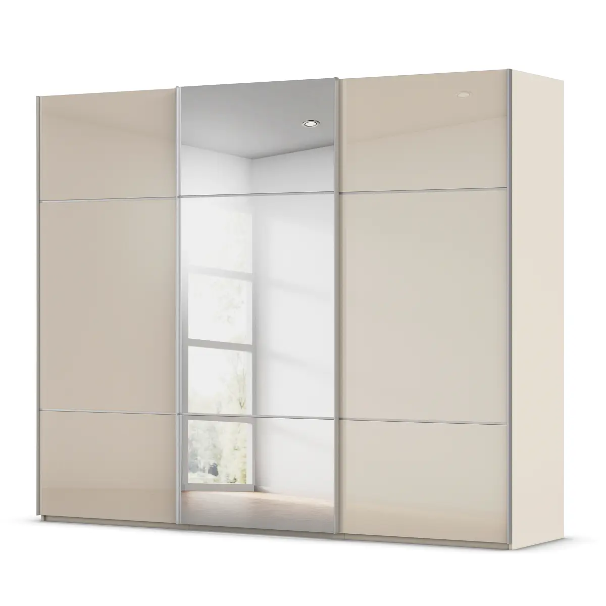 rauch Orange Schwebetürenschrank Covalo mit Glasfront 271cm | Beige