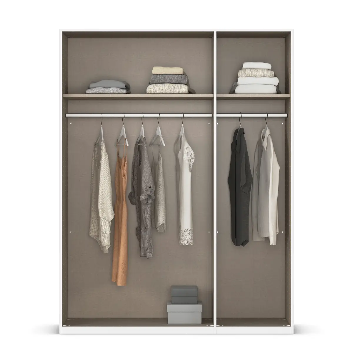 Rauch Orange Drehtürenschrank Quadra mit Spiegel 136cm Grau | Grau