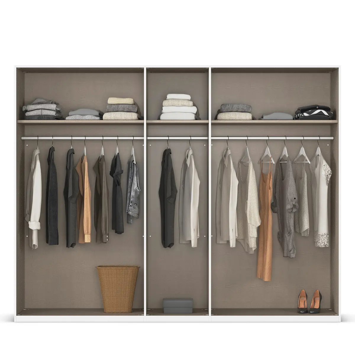 Drehtürenschrank Quadra mit Spiegelfront 226cm | Holztöne