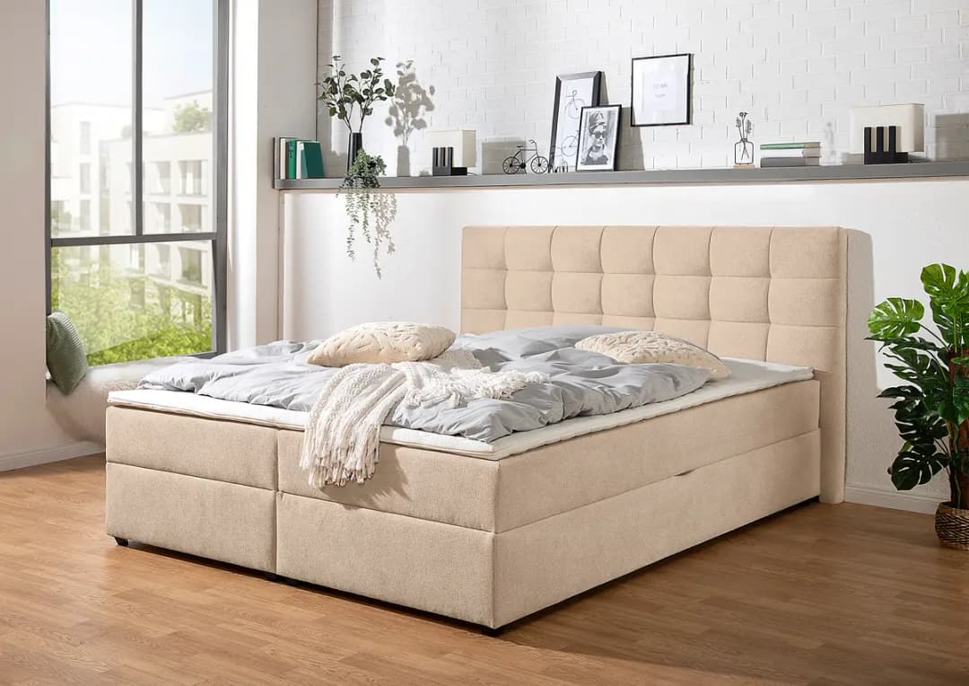 Boxbett Clonaslee 160 x 200cm Strukturstoff Cosma Beige H2