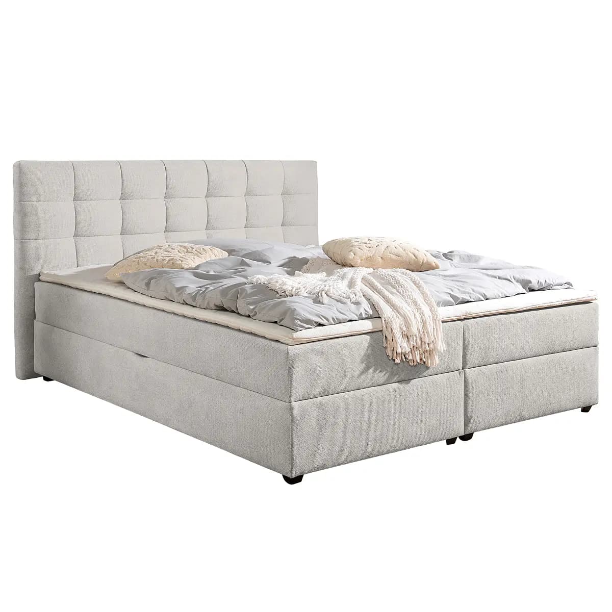 Boxbett Clonaslee 160 x 200cm Strukturstoff Cosma Grau | Grau