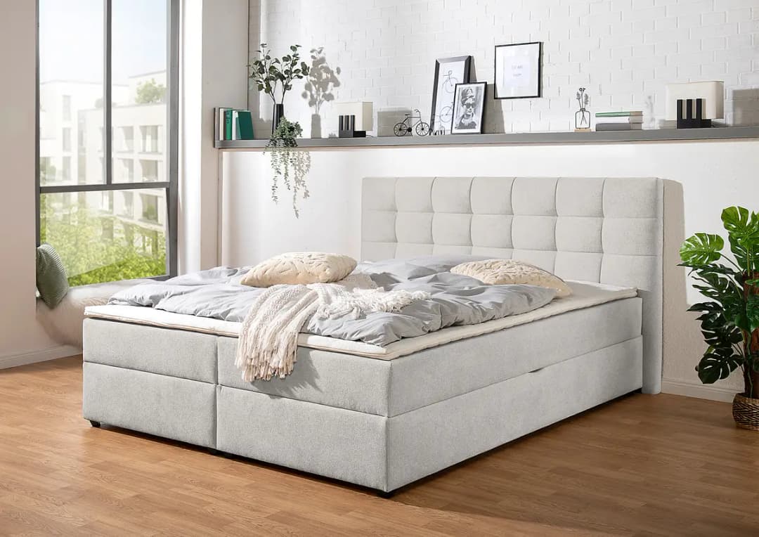 Boxbett Clonaslee 160 x 200cm Strukturstoff Cosma Grau | Grau
