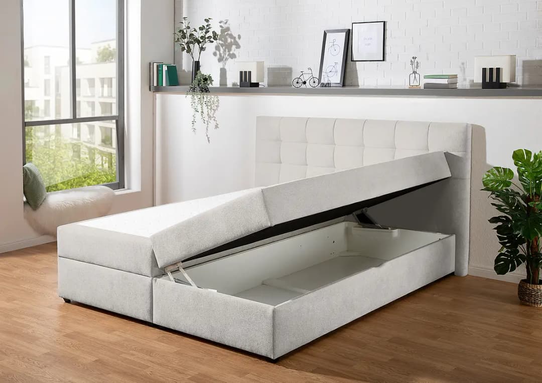 Boxbett Clonaslee 160 x 200cm Strukturstoff Cosma Grau | Grau