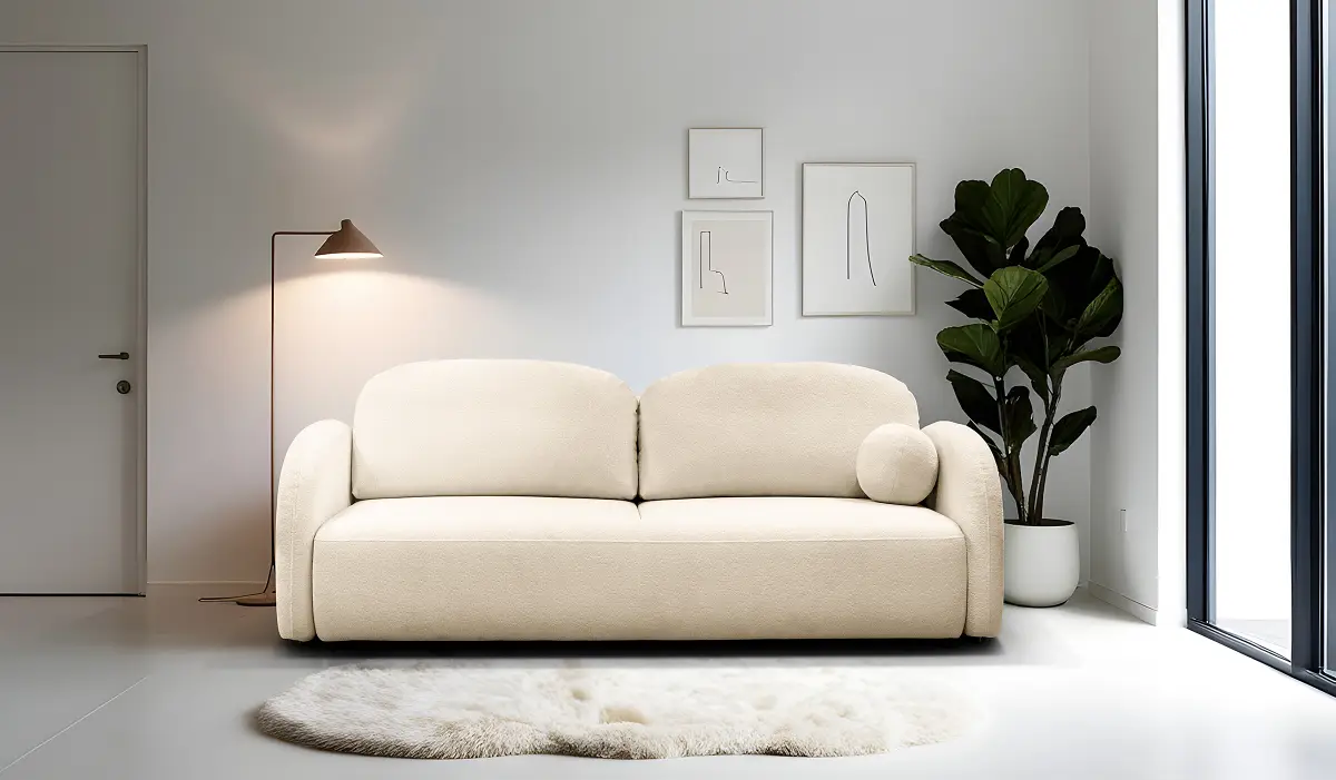 Schlafsofa mit Bettkasten Beige Chenille Beca | Beige