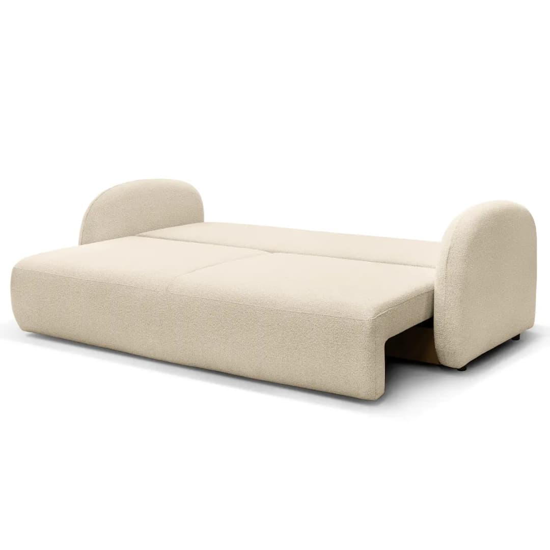 Schlafsofa mit Bettkasten Beige Bouclé Stoff Loira | Beige