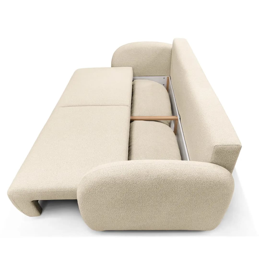 Schlafsofa mit Bettkasten Beige Bouclé Stoff Loira | Beige