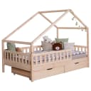 TiCAA Massives Hausbett Lou mit Schublade 120 x 200cm mit Lattenrost