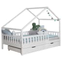 TiCAA Massives Hausbett Lou mit Schublade 120 x 200cm mit Lattenrost