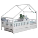 TiCAA Massives Hausbett Lou mit Zusatzbett 140 x 200cm mit Lattenrost