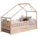 TiCAA Massives Hausbett Lou mit Zusatzbett | Holztöne