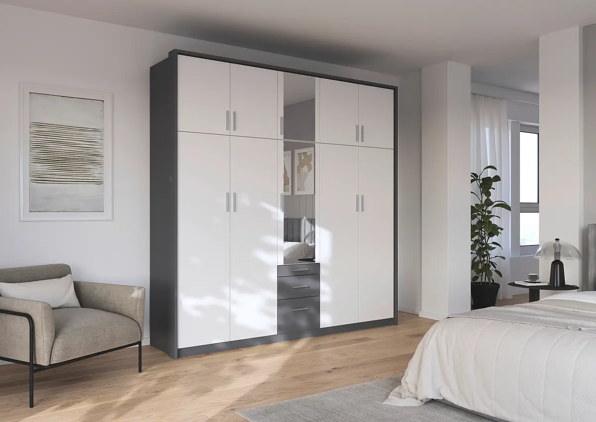 rauch Orange Drehtürenschrank Hildesheim Passepartout 230cm | Grau