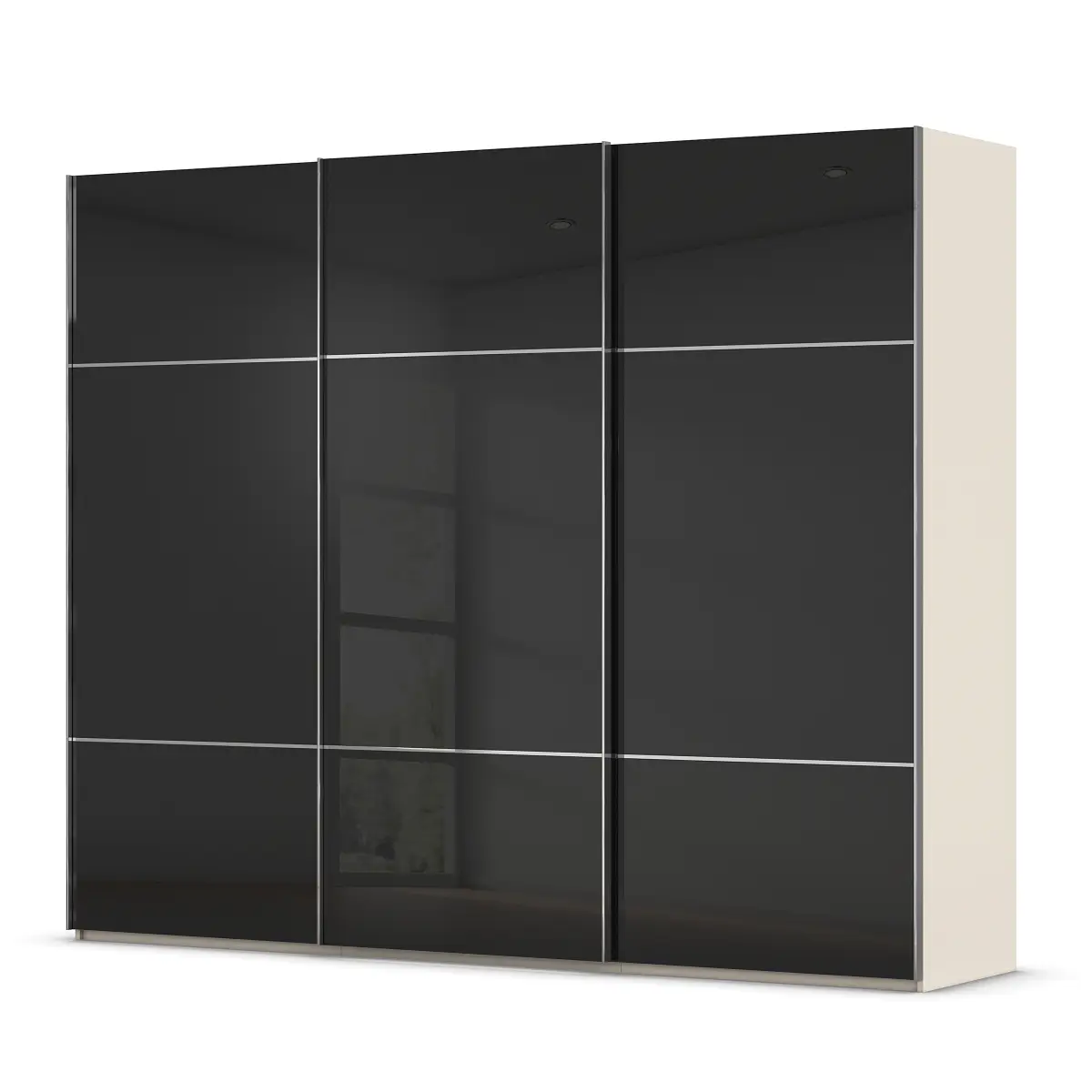 rauch Orange Schwebetürenschrank Covalo mit Glasfront 242cm | Schwarz
