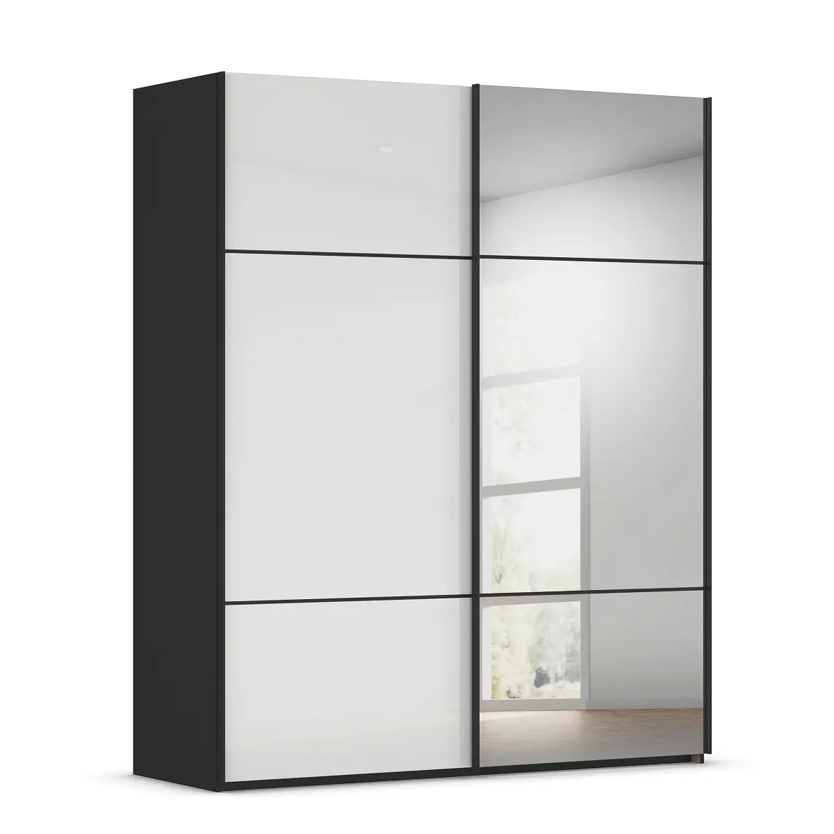 Schwebetürenschrank Covalo | Schwarz