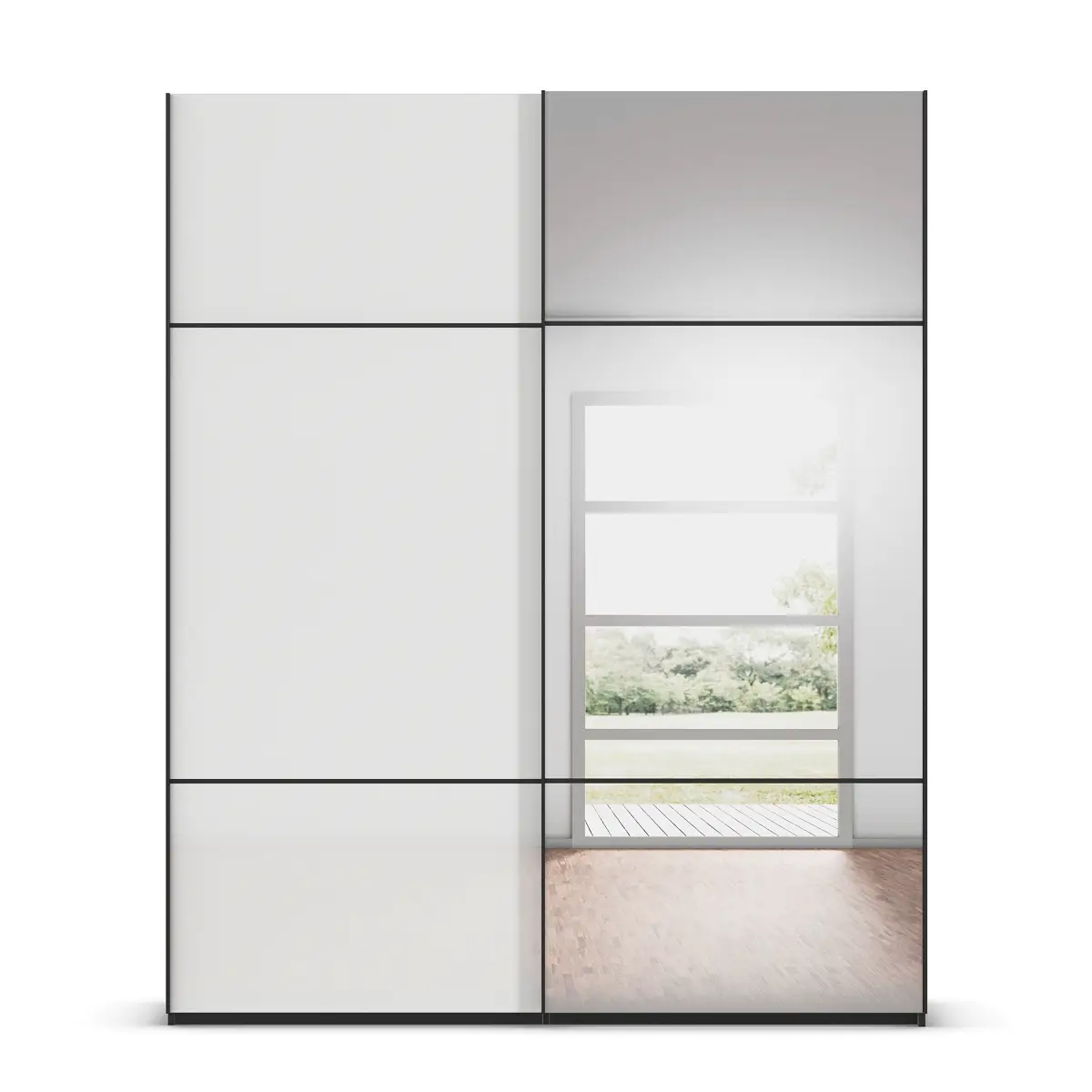 Schwebetürenschrank Covalo | Schwarz