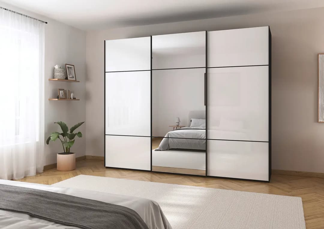 rauch Orange Schwebetürenschrank Covalo mit Glasfront 301cm