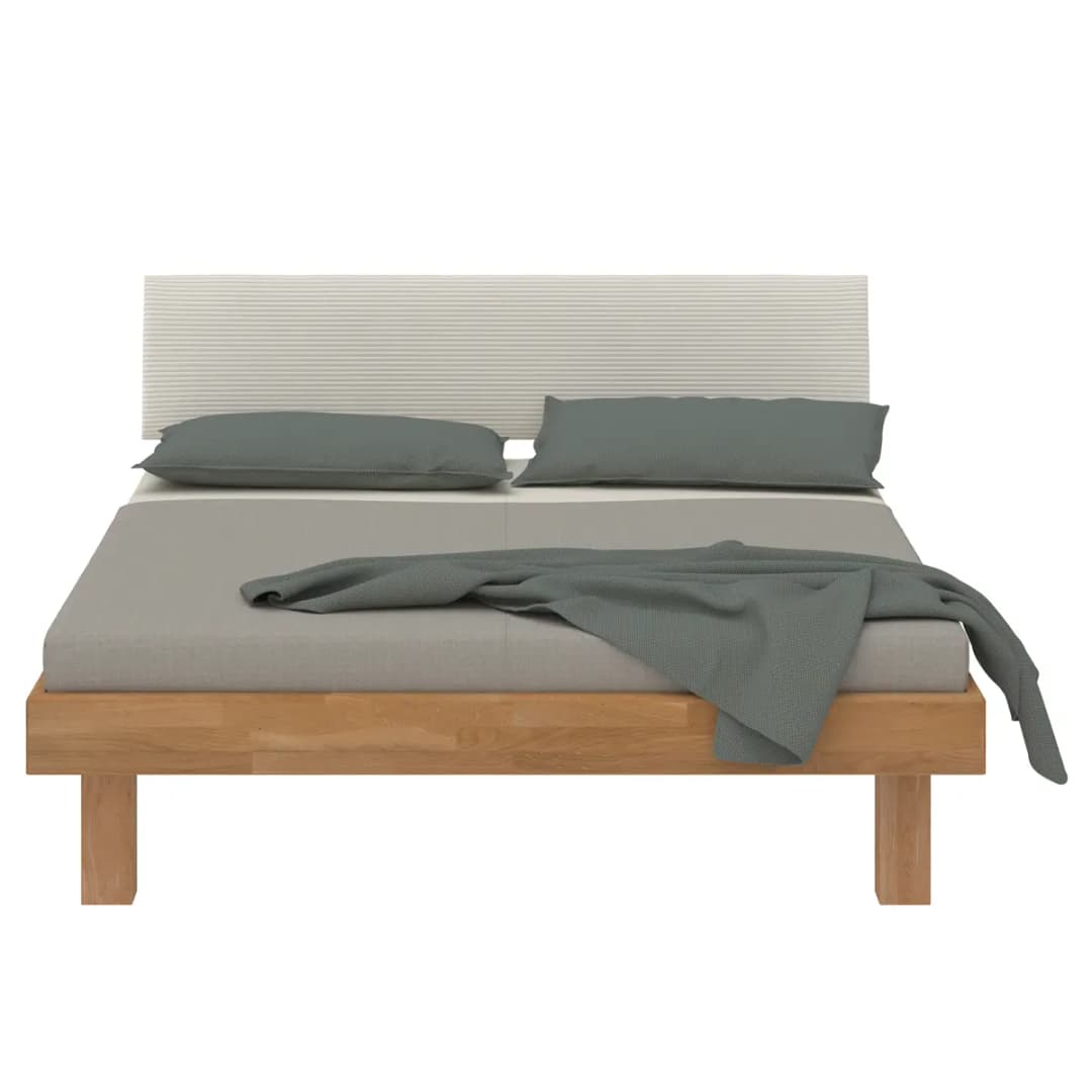 Massivholzbett Bari Plus 160 x 200cm Cord Braun/Beige Wildeiche