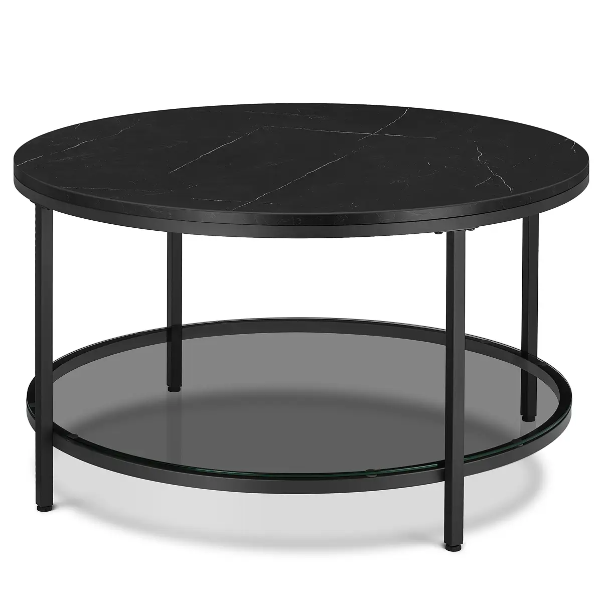 Fredriks Couchtisch Chongu Ø 80cm Schwarz/Marmor Schwarz Dekor