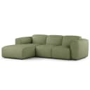 Ecksofa 3-Sitzer mit Longchair Grün Webstoff Amaris | Grün