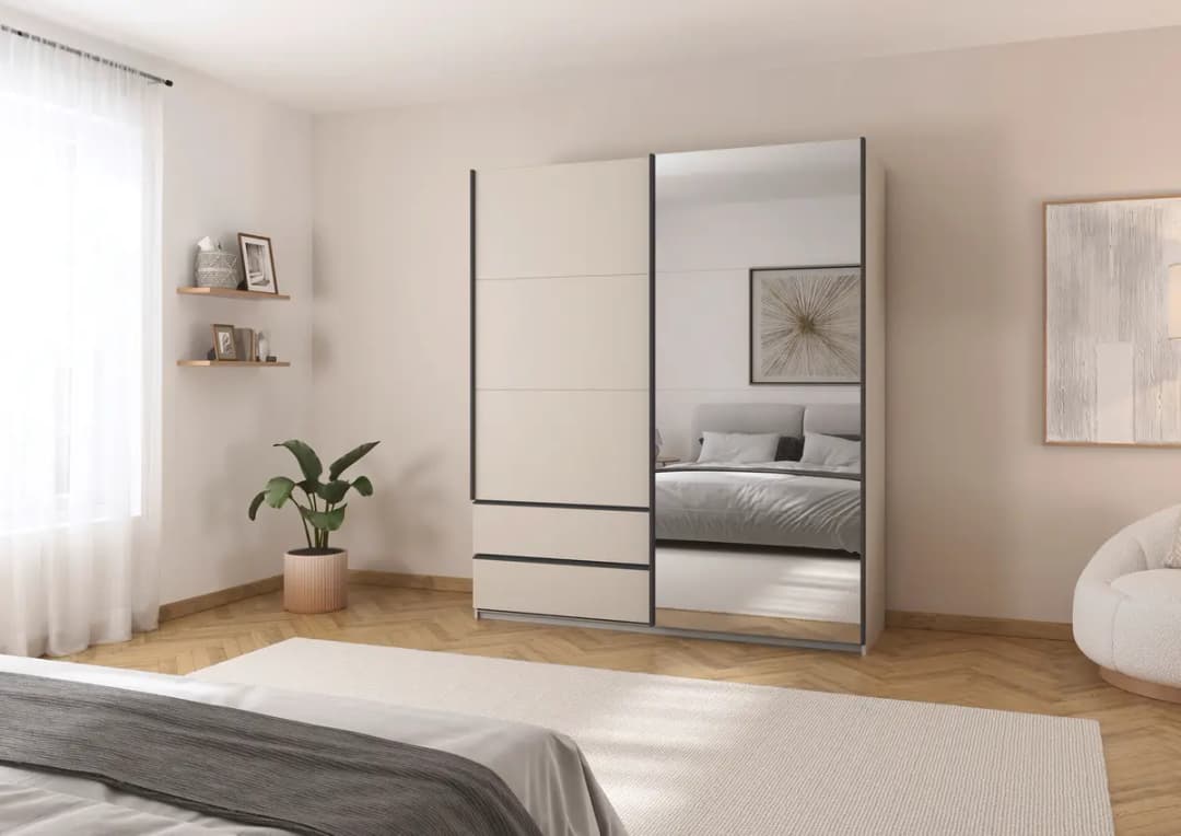 rauch Orange Schwebetürenschrank Elara 181cm Beige/Champagner mit