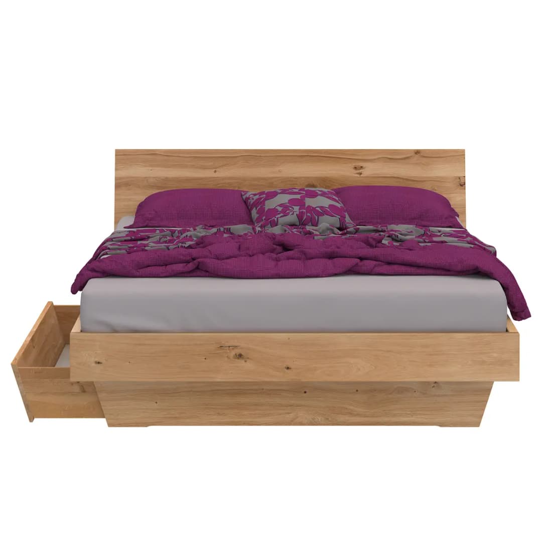 Neue Modular Furniertes Bettgestell Natura Matino 160 x 200cm | Braun